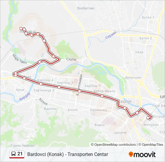 21 Bus Line Map