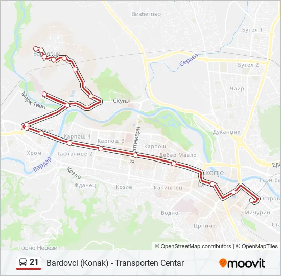 21 Bus Line Map