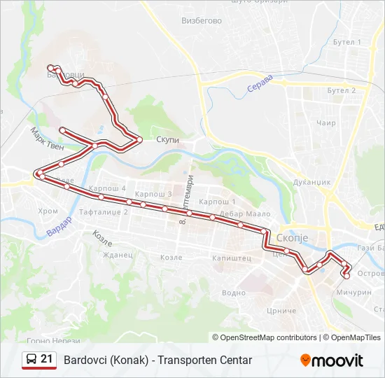 21 Bus Line Map