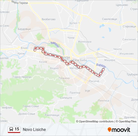 15 autobus Mapa linky