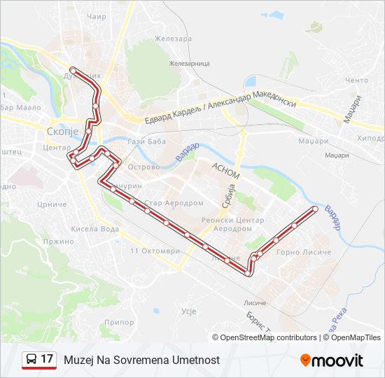 17 autobus Mapa linky