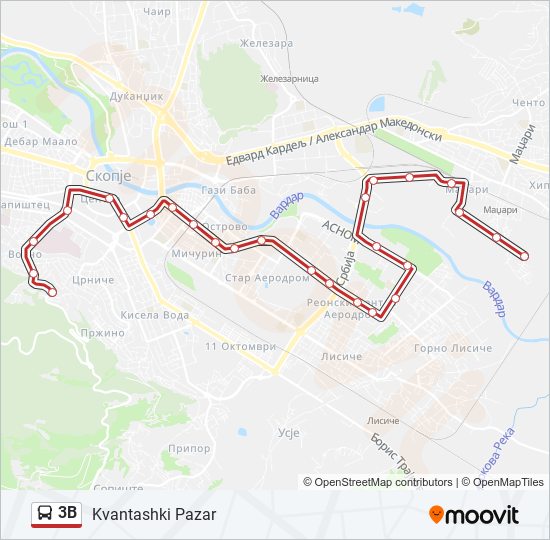 3B autobus Mapa linky