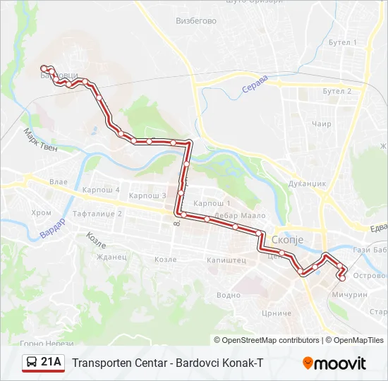 21A Bus Line Map