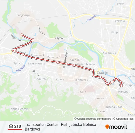 21B Bus Line Map