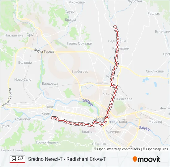 57 Bus Line Map