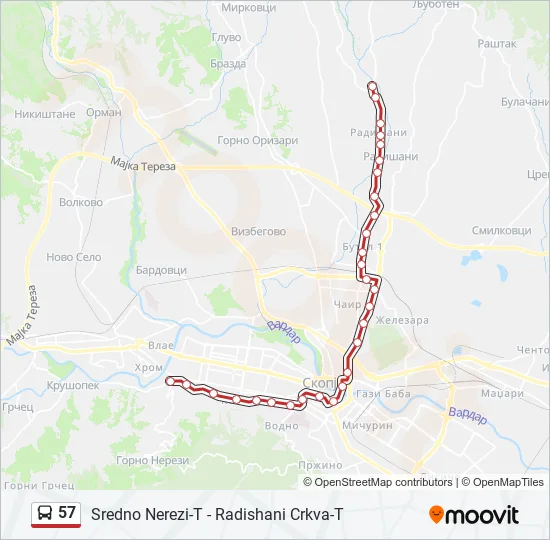 57 Bus Line Map