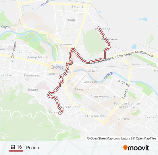 16 Bus Line Map