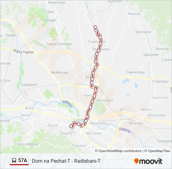 57A Bus Line Map