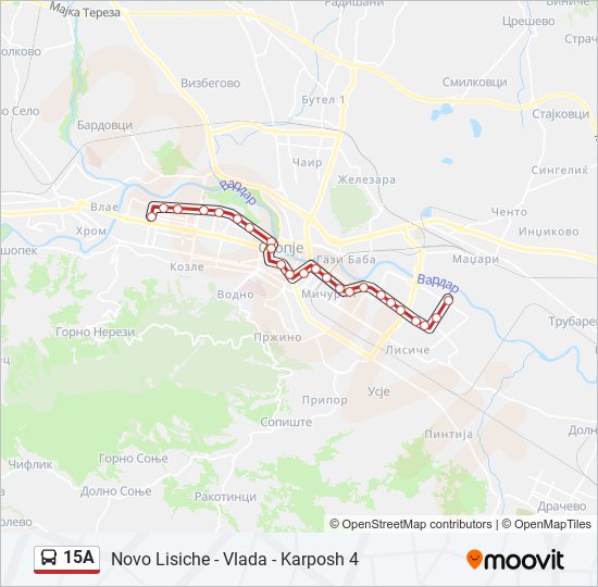 15A autobus Mapa linky