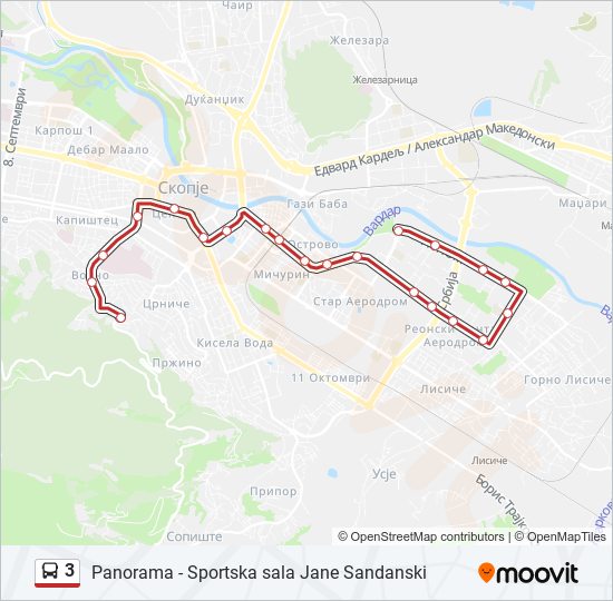 3 autobus Mapa linky