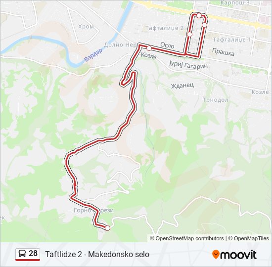 28 autobus Mapa linky