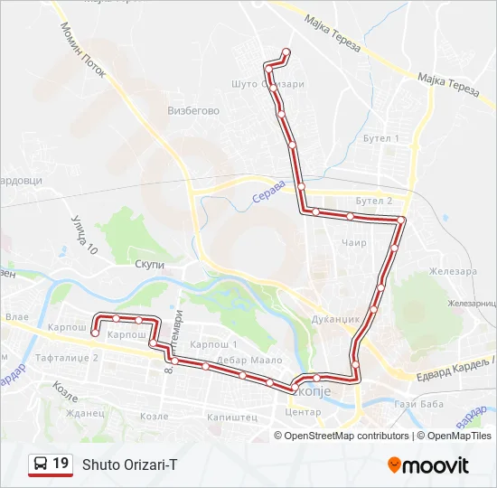 19 Bus Line Map