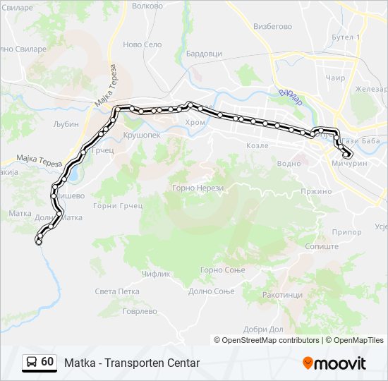 60 autobus Mapa linky