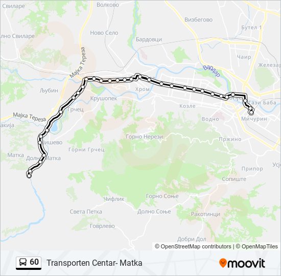 60 autobus Mapa linky