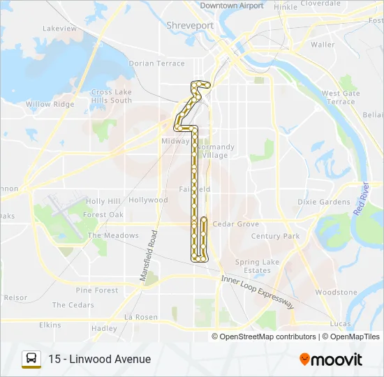 ROUTE 15 Bus Line Map