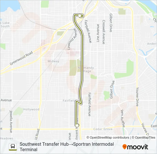 ROUTE 21 Bus Line Map