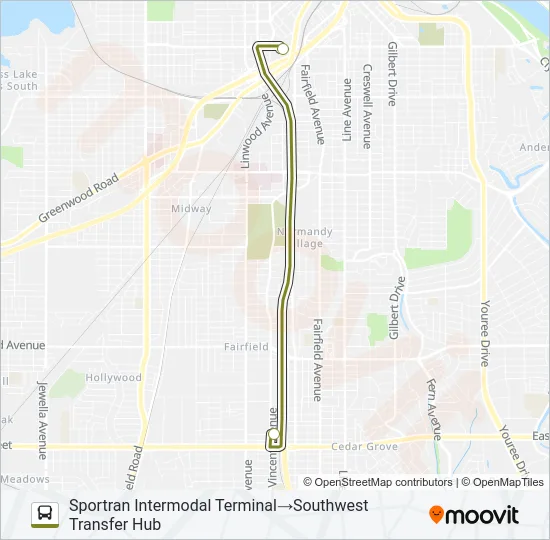ROUTE 21 Bus Line Map