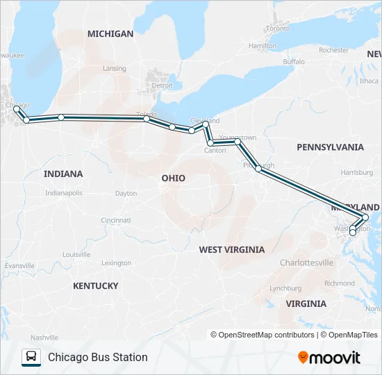 GREYHOUND US0164 Bus Line Map