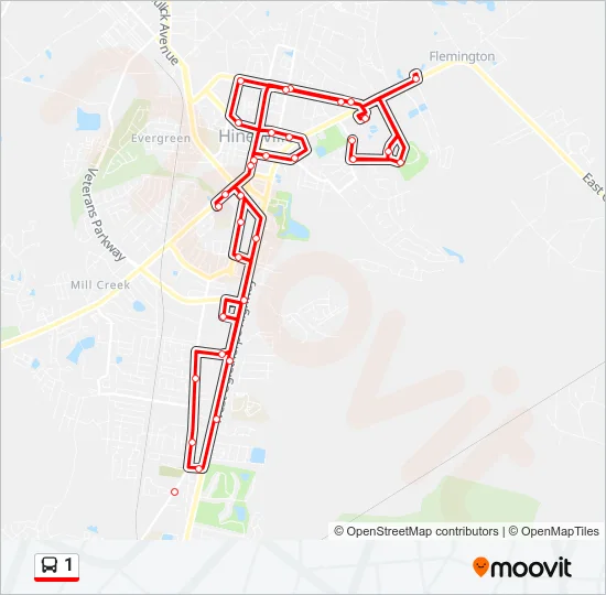 1 Bus Line Map