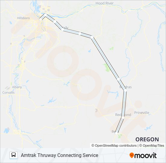 AMTRAK THRUWAY CONNECTING SERVICE bus Line Map