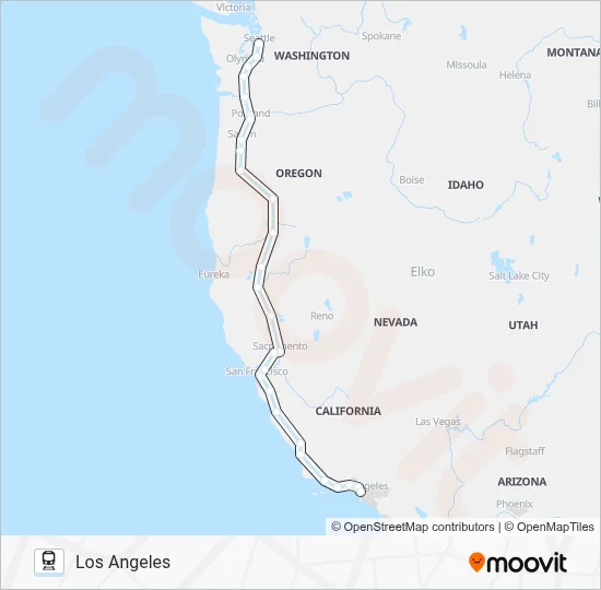 COAST STARLIGHT Train Line Map