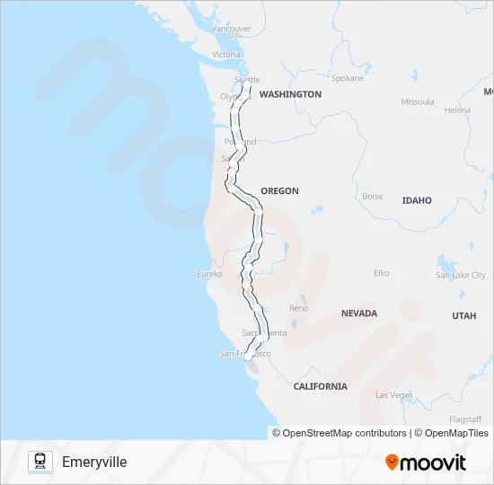 COAST STARLIGHT Train Line Map