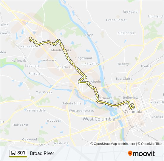 801 bus Line Map