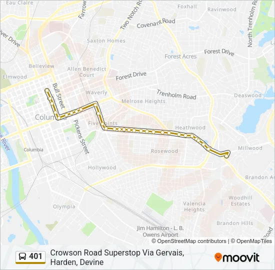 401 Bus Line Map