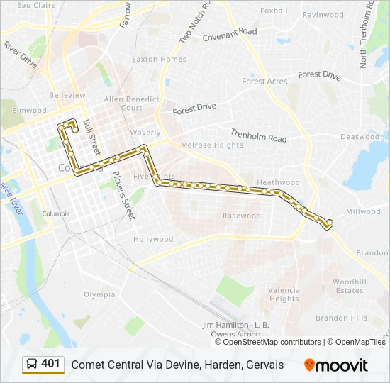 401 Bus Line Map