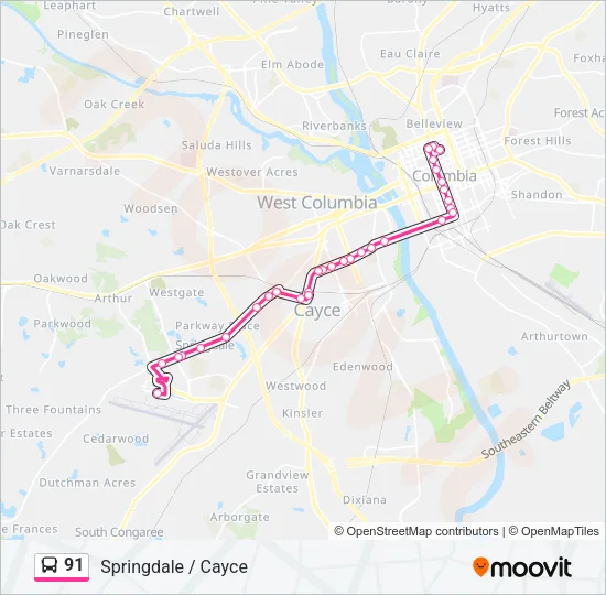 91 Bus Line Map