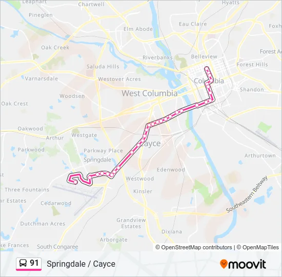 91 Bus Line Map