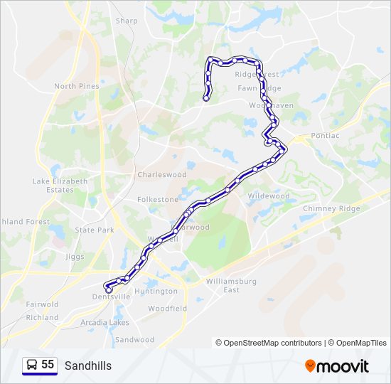 Mapa de 55 de autobús