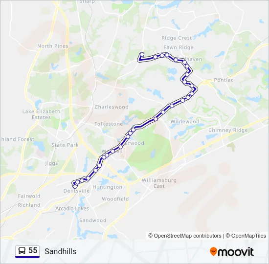 55 Bus Line Map