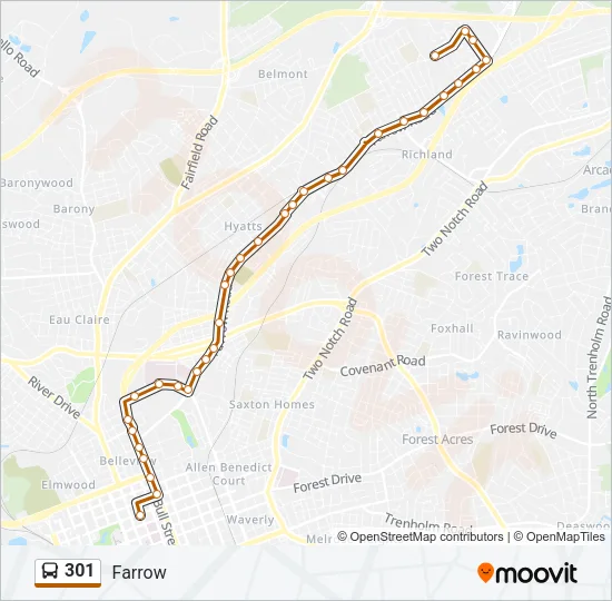 301 Bus Line Map