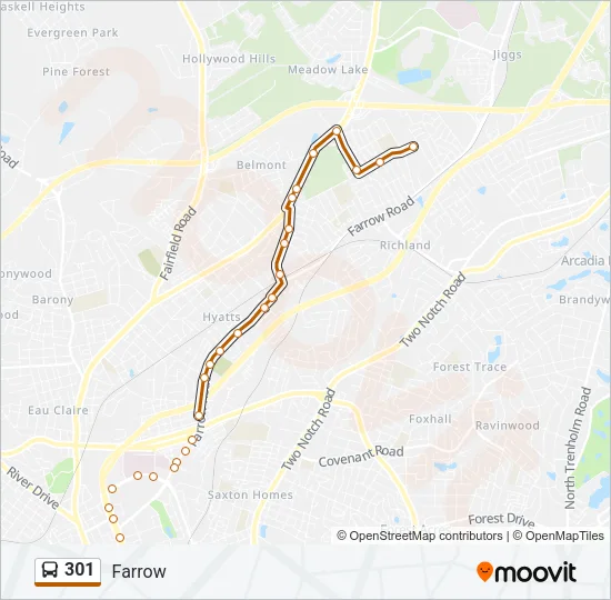 301 Bus Line Map