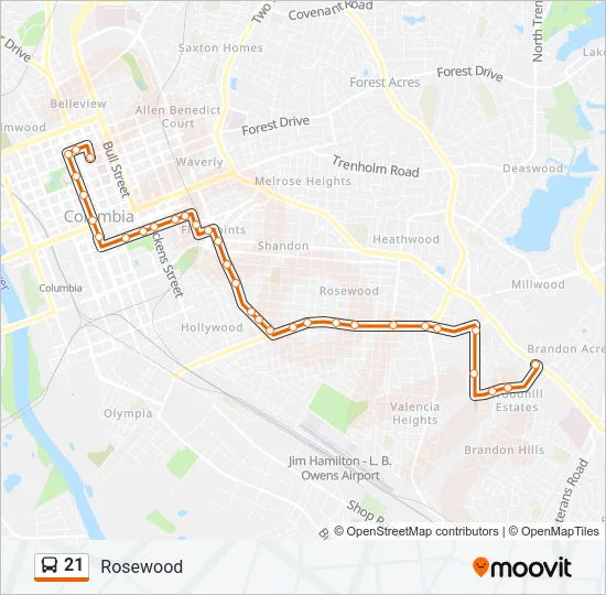 21 Bus Line Map
