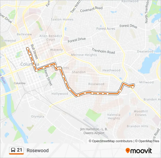 21 Bus Line Map