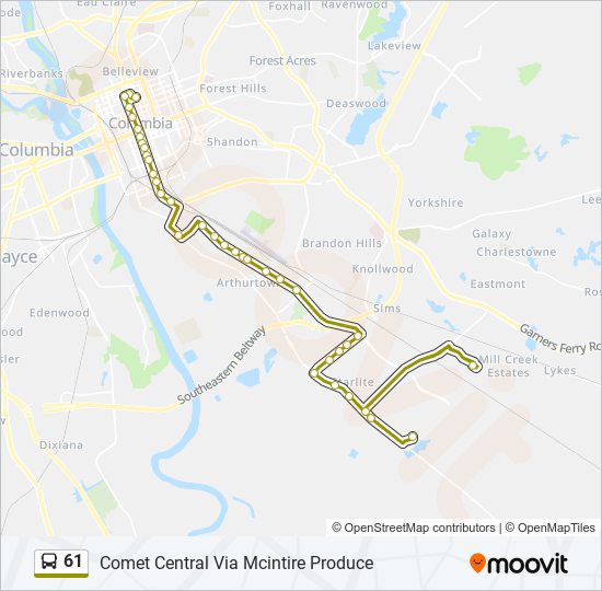 61 bus Line Map