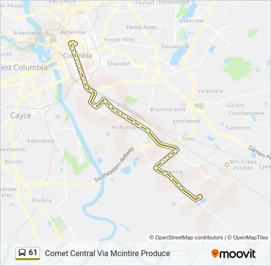 61 Bus Line Map
