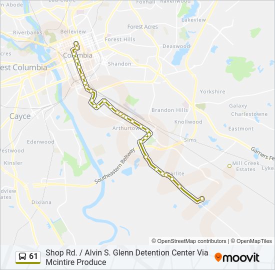 61 Bus Line Map