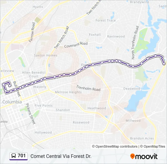 701 Bus Line Map