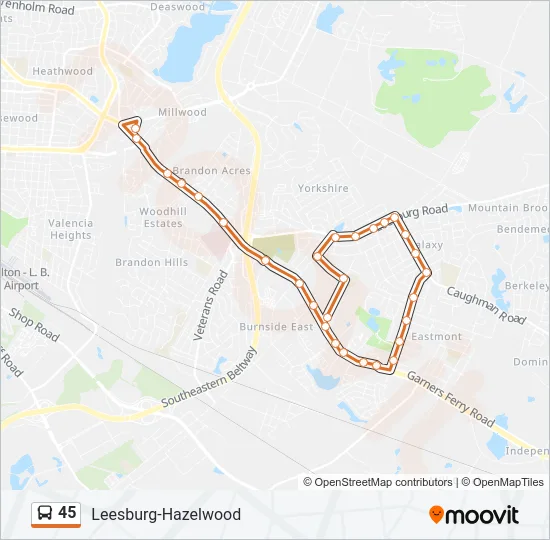 45 Bus Line Map