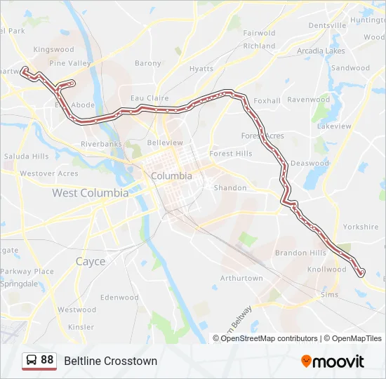 88 Bus Line Map