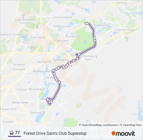 Mapa de 77 de autobús