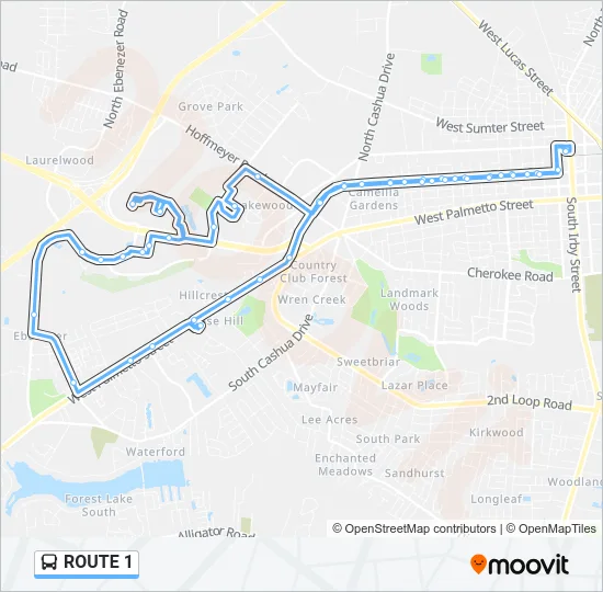 ROUTE 1 Bus Line Map