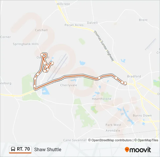 Mapa de RT. 70 de autobús