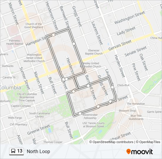 13 bus Line Map