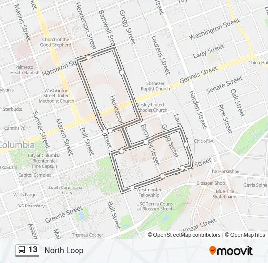 13 Bus Line Map
