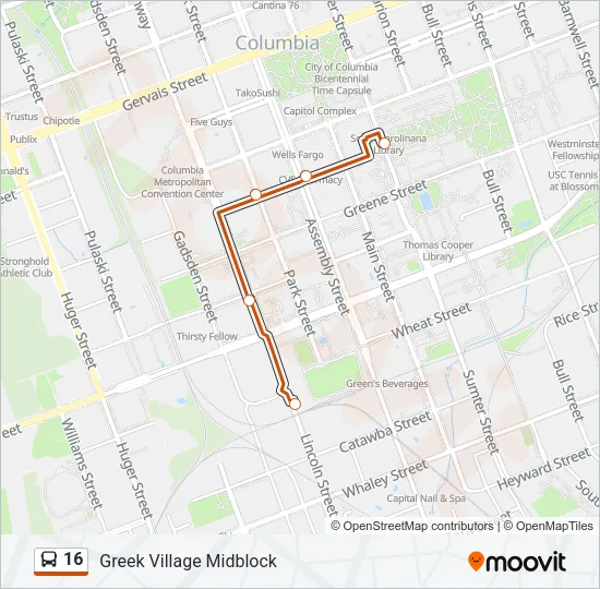 16 Bus Line Map