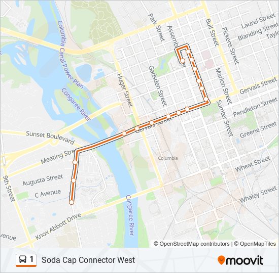 Mapa de 1 de autobús